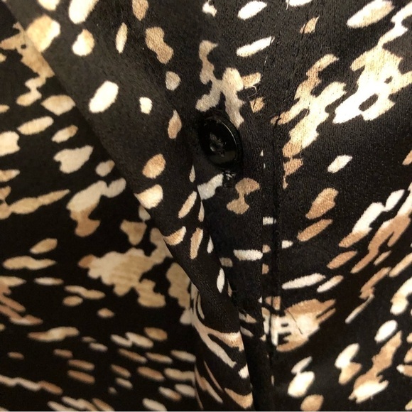 HALSTON oversized blouse long sleeve tunic Button up black abstract print Medium - Picture 8 of 11